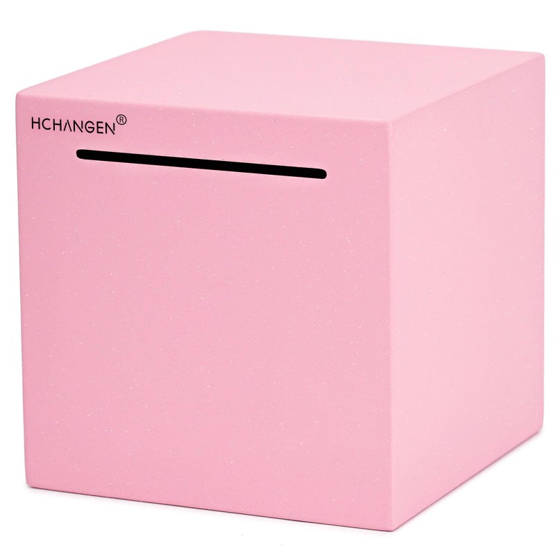 HCHANGEN Piggy Bank for Adults Must Break to Open Unbreakable Stainless Steel Piggy Bank Metal Piggy Bank for Cash Saving (Pink  4.72inches) - Image 1